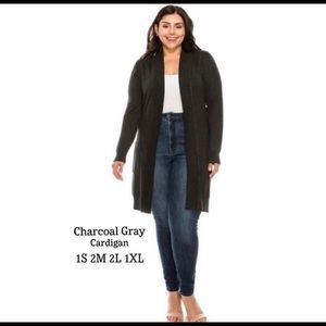 Long Cardigan Charcoal Gray